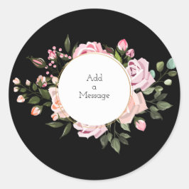 Autocollant floral noir personnalisable