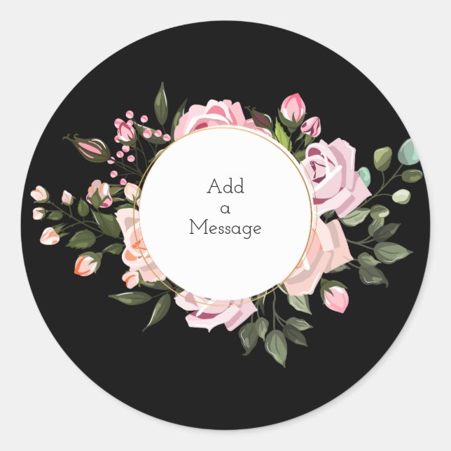 Autocollant floral noir personnalisable (Devant)