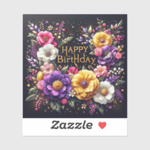 Autocollant floral noir vibrant