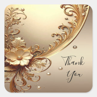 Autocollant floral orné doré