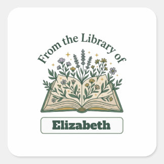Autocollant floral personnalisé de bibliothèque