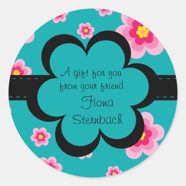 Autocollant floral piqué de cadeau (Devant)