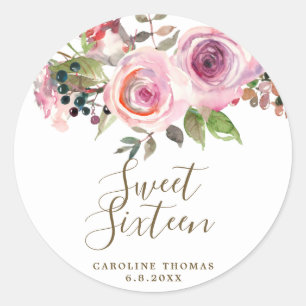 autocollant floral pourpre de sweet sixteen