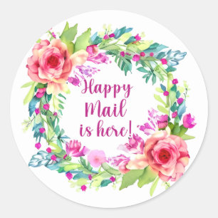 Autocollant floral rond pour l'arrivée du courrier