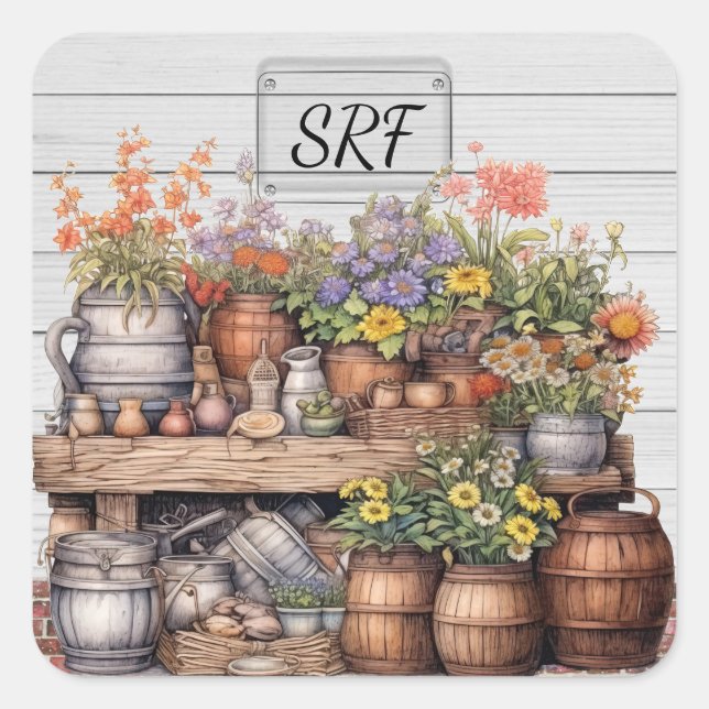 Autocollant Floral Rustic Garden Correspondance (Devant)