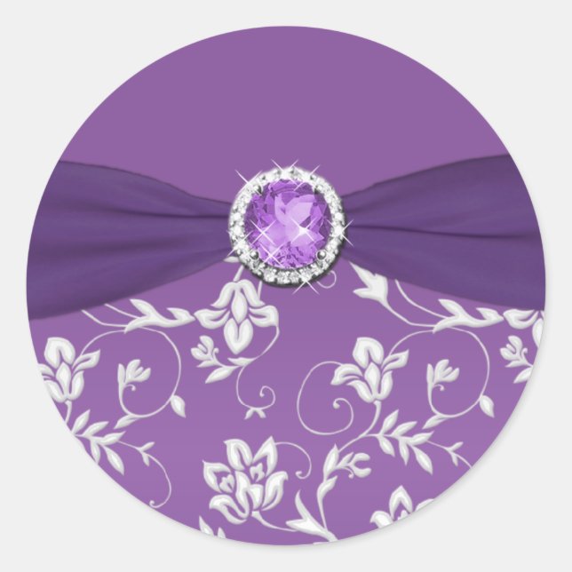 Autocollant floral violet et argenté (Devant)