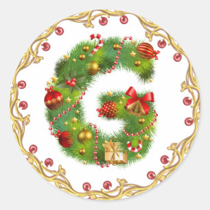 autocollant G monogramme initial de noël