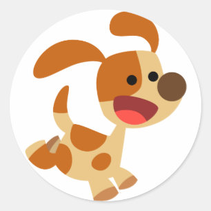 Autocollant gambadant mignon de chien de bande