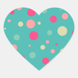 Autocollant génial de coeur de point de polka
