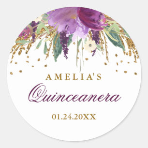 Autocollant Glitter Améthyste Quinceanera