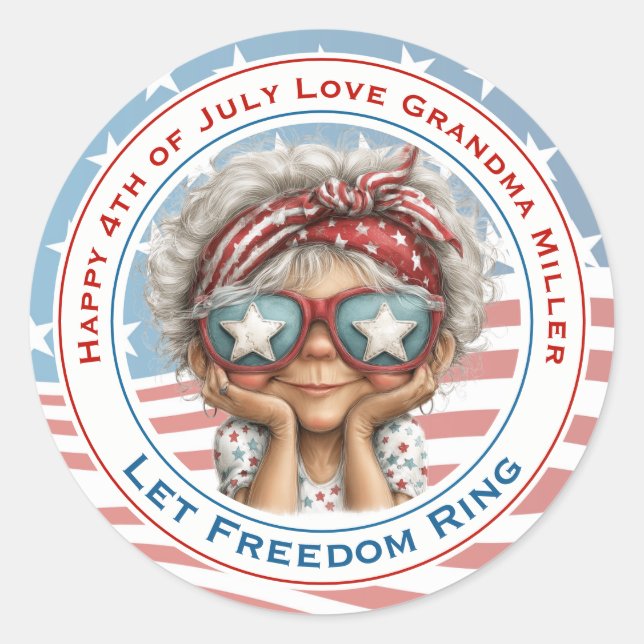 Autocollant Grand-mère patriotique 4 juillet (Devant)