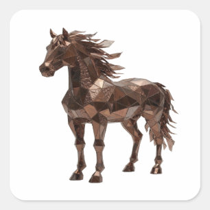 Autocollant graphique cheval en cuivre argenté dyn