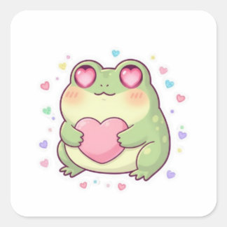 Autocollant Grenouille Amour Cute Grenouille Roman