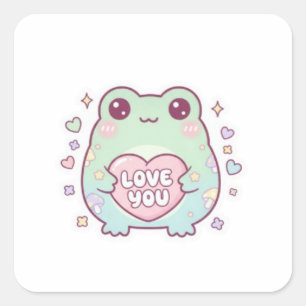 Autocollant Grenouille d'amour Grenouille mignonne