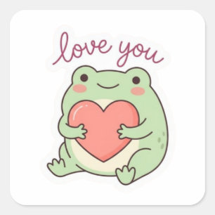 Autocollant Grenouille Je T'Aime Grenouille Mignon