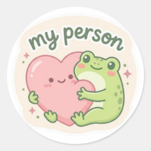Autocollant Grenouille Personne Mienne Câlin Coeur