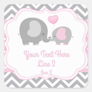 Autocollant gris d'étiquette de rose d'éléphant