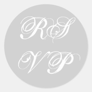 Autocollant gris et blanc personnalisé RSVP