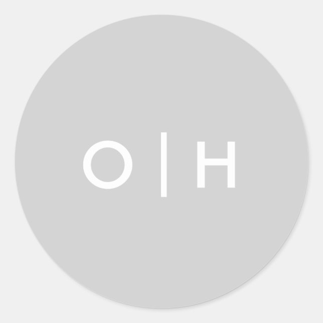 Autocollant gris simple | initiales/monogramme (Devant)