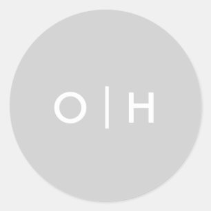 Autocollant gris simple initiales/monogramme