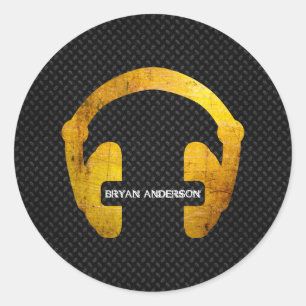 Autocollant grunge du DJ d'écouteur