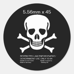 Autocollant H&K 5,56 mm x 45 crâne