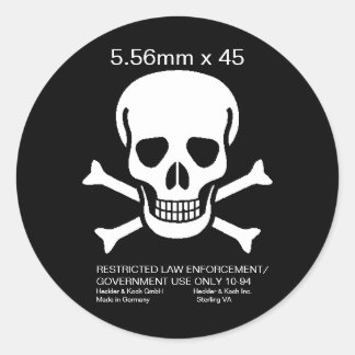 Autocollant H&K 5,56 mm x 45 crâne