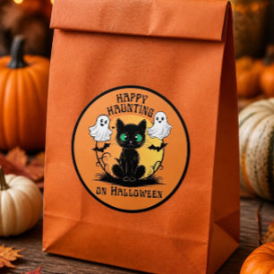 Autocollant Halloween Chat Noir Bonne Chasse
