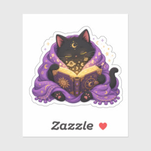 Autocollant Halloween Mignon Chat Amateur de Livre