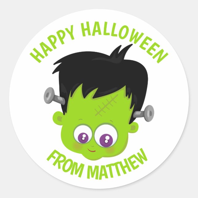 Autocollant Halloween personnalisé - Frankenstein (Devant)
