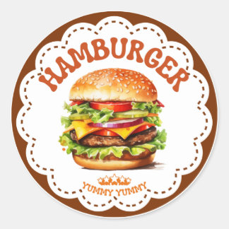 Autocollant Hamburger | Étiquette Burger Juteux Ka
