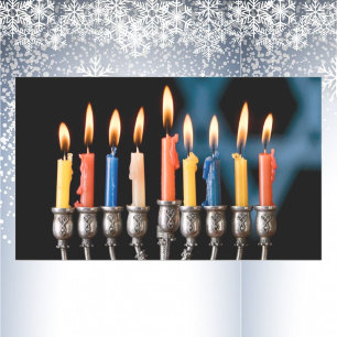 Autocollant Hanukkah Menorah Argentée Coloré