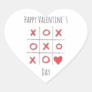 Autocollant Heureuse Sainte-Valentin Tic-Tac-Toe