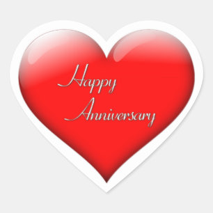 Autocollant heureux de coeur d'anniversaire