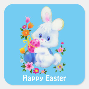 Autocollant heureux de vacances de lapin de Pâque