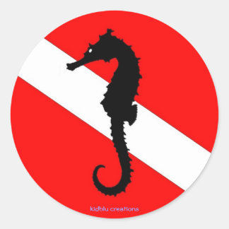autocollant - hippocampe drapeau de plongée