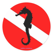 autocollant - hippocampe drapeau de plongée