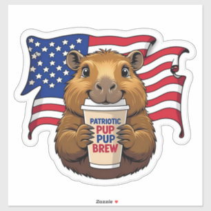Autocollant holographique de capybara patriotique