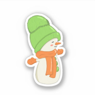 Autocollant homme de neige mignonne
