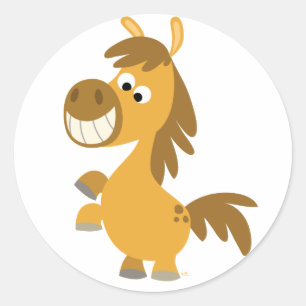 Autocollant impétueux de poney de bande dessinée