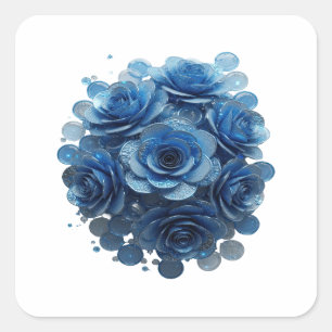 Autocollant Impression ROSES BLEUES Bleu vif