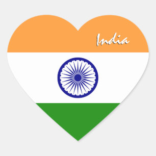 Autocollant Inde, Cœur, Drapeau Indien Patriotique