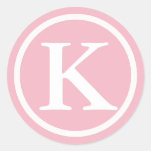Autocollant initial de lettres rose et blanche mon