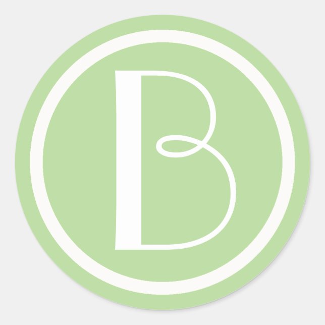 Autocollant initial de lettres vert et blanc monog (Devant)