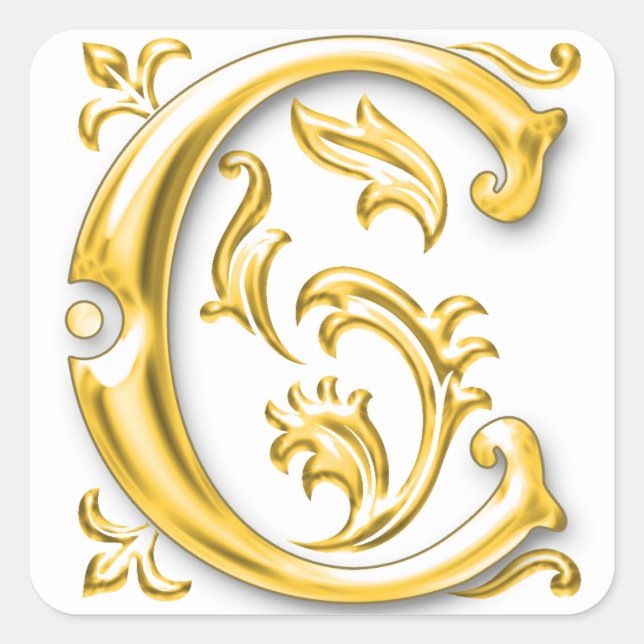 Autocollant initial lettre C majuscule en or (Devant)