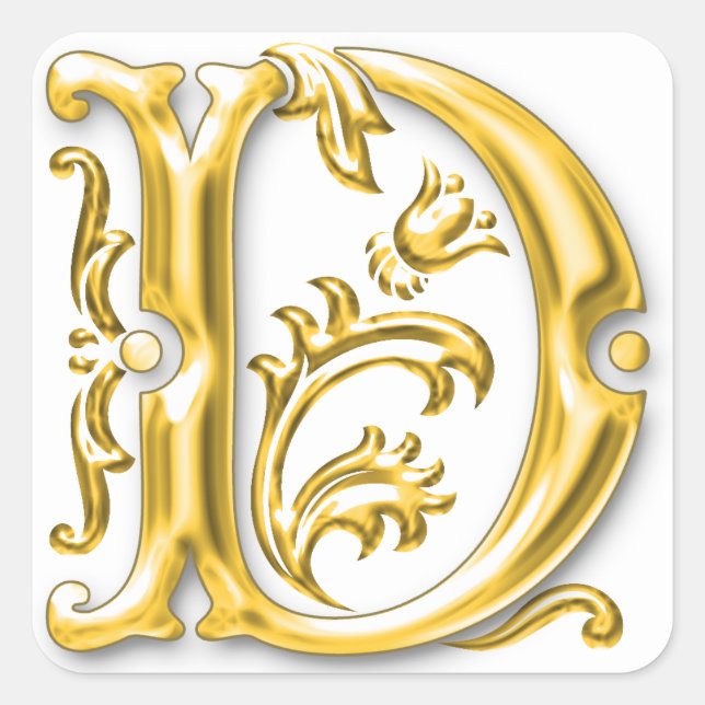 Autocollant initial lettre majuscule D en or (Devant)