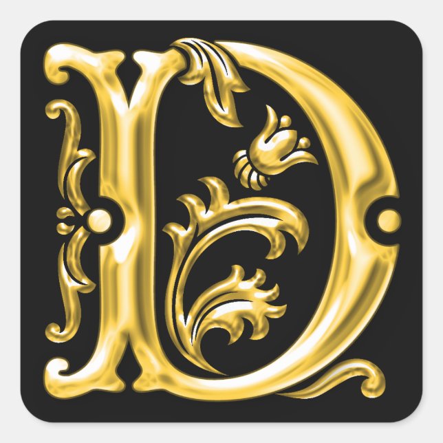 Autocollant initial lettre majuscule D en or (Devant)
