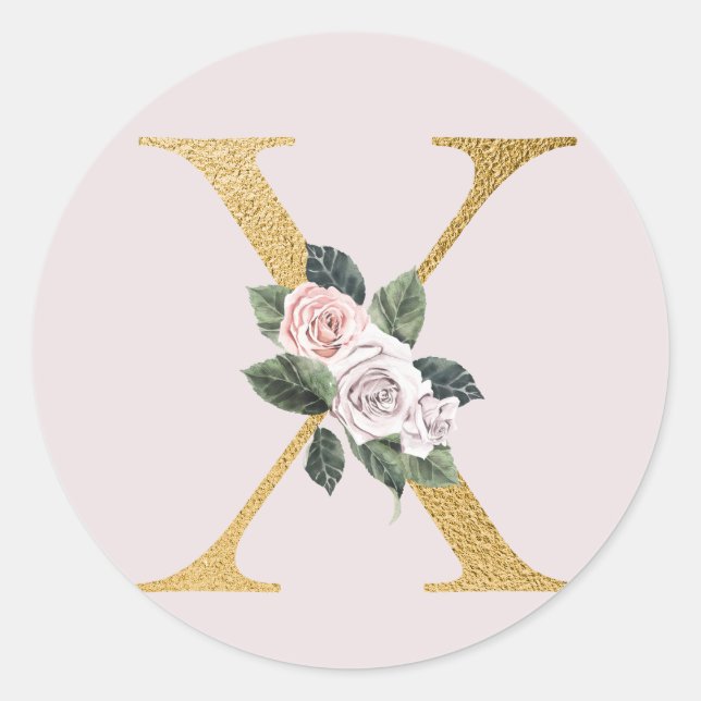 Autocollant initiales or rose printemps lettre X (Devant)