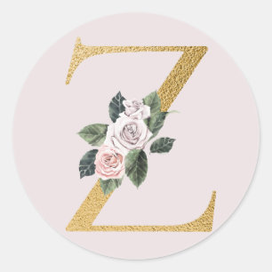 Autocollant initiales or roses de printemps lettre