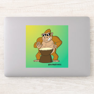 Autocollant Jack le gorille funky cartoon batteur
